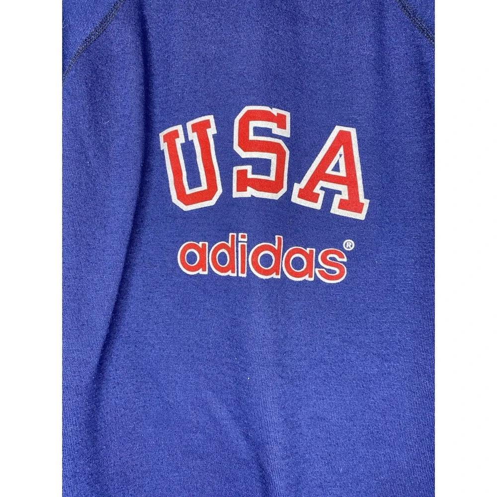 Adidas Men's Vintage USA Spell Out Crewneck Sweater Navy Blue‎ Size Medium